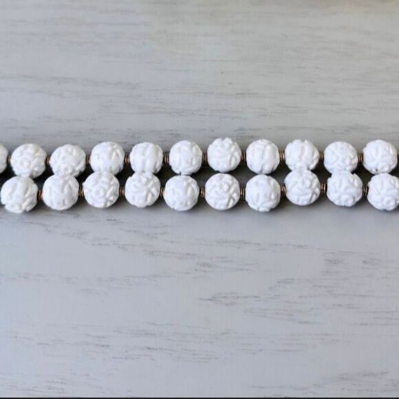VINTAGE 1960 ESTATE SIGNED MONET FLORAL BEAD DOUBLE STRAND 8" - Picture 11 of 15
